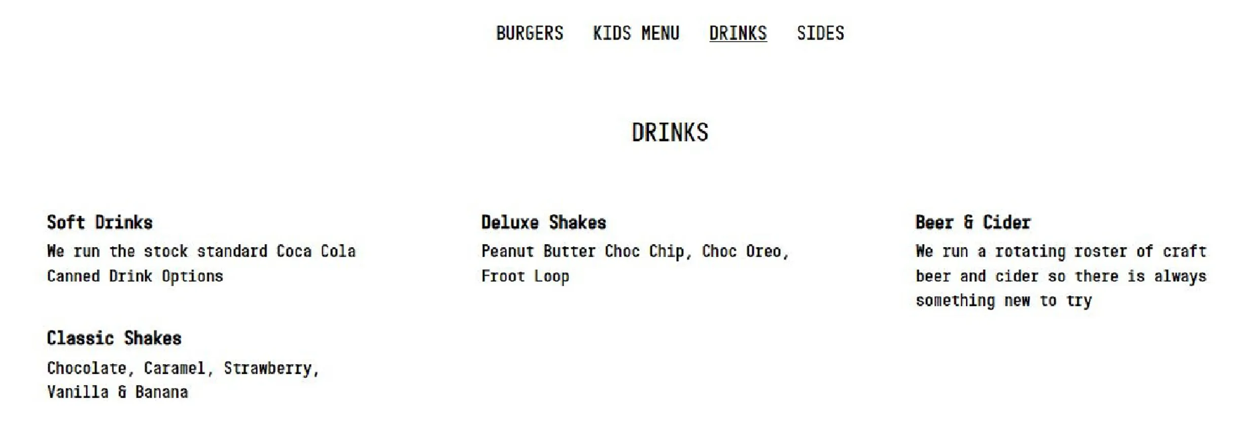 Burger Head Penrith menu, page 3