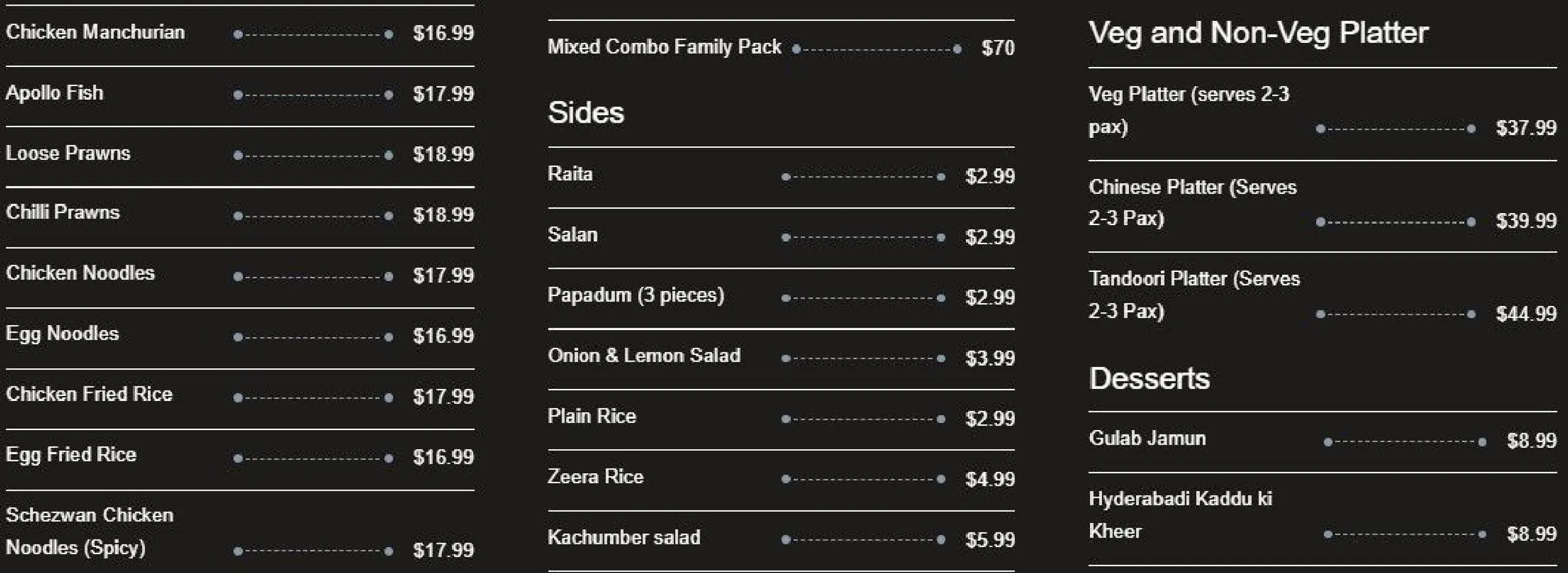 New Paradise Authentic Indian Food menu, page 4