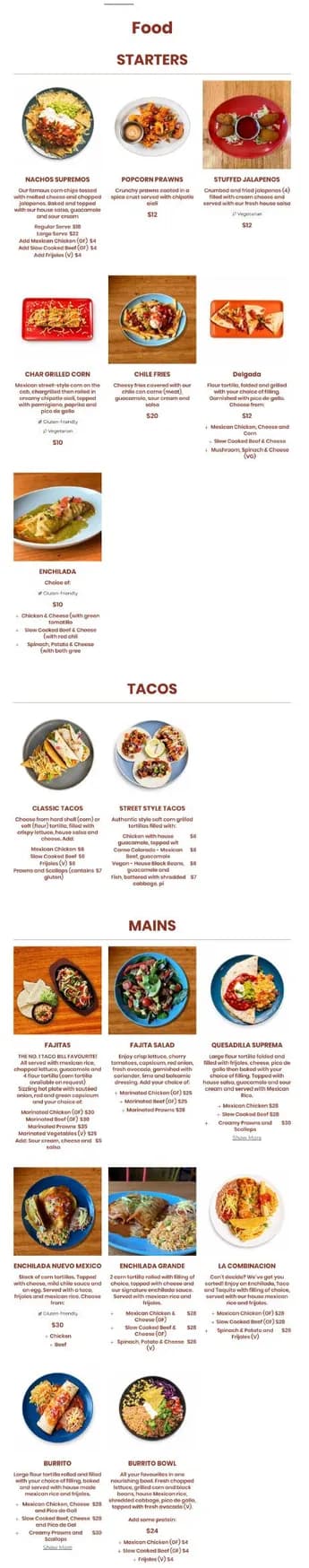 Taco Bill - Essendon menu, page 1