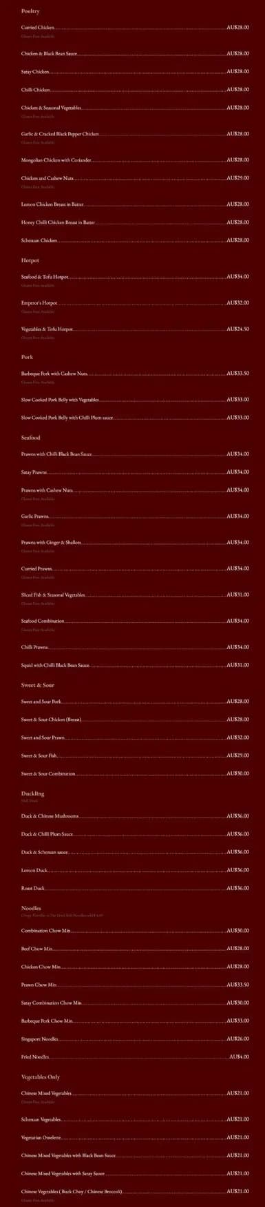 Oriental Restaurant menu, page 2