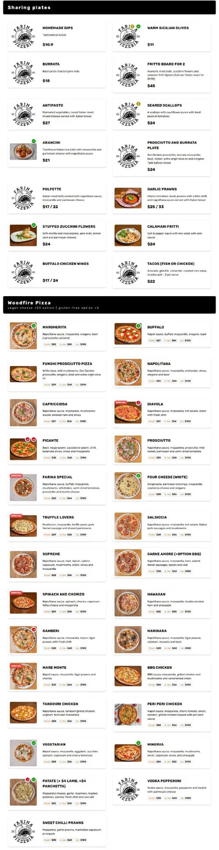 Farina Pizzeria menu, page 4