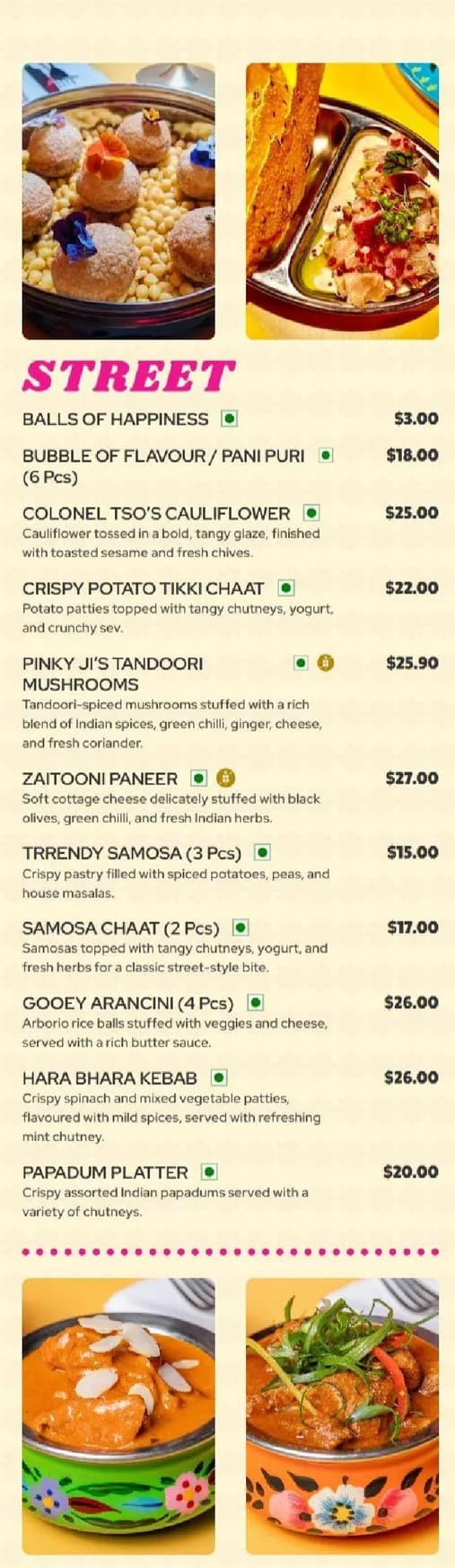 Pinky Ji menu, page 1