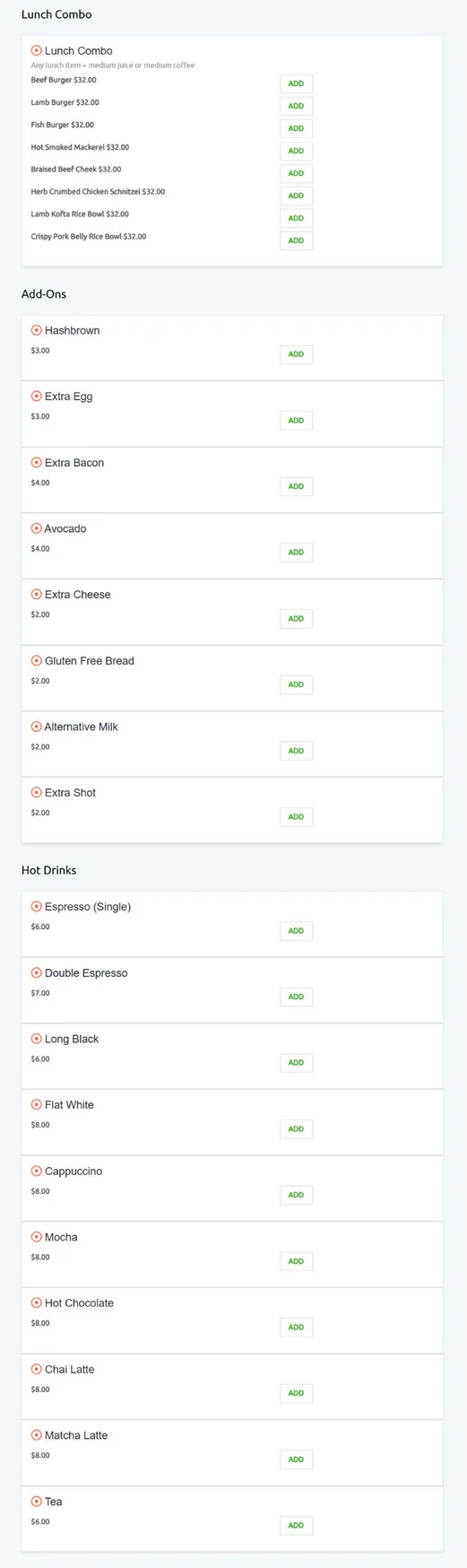 MK Bower Cafe menu, page 3