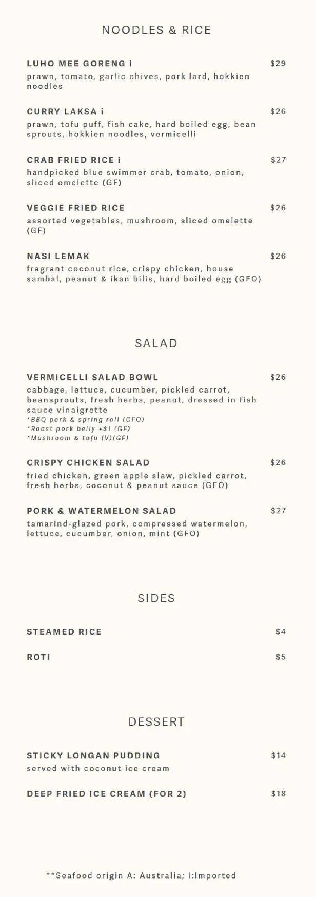 LUHO Restaurant menu, page 2