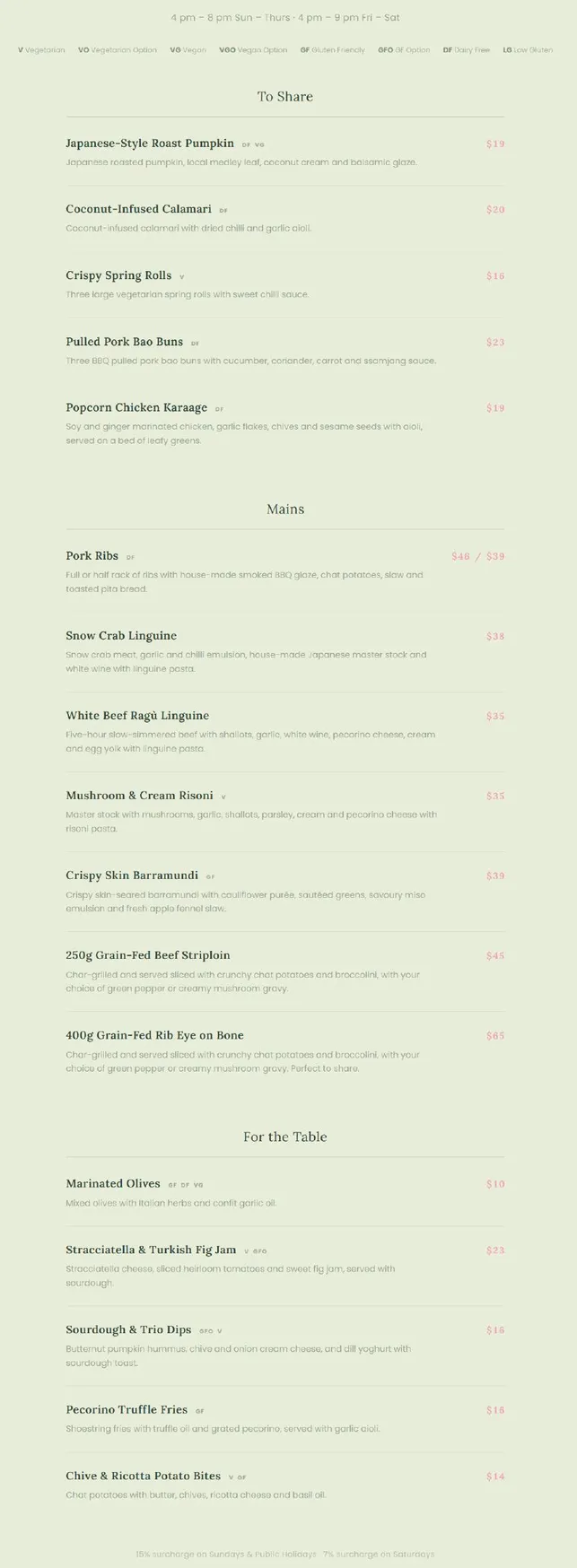 Poppies menu, page 3