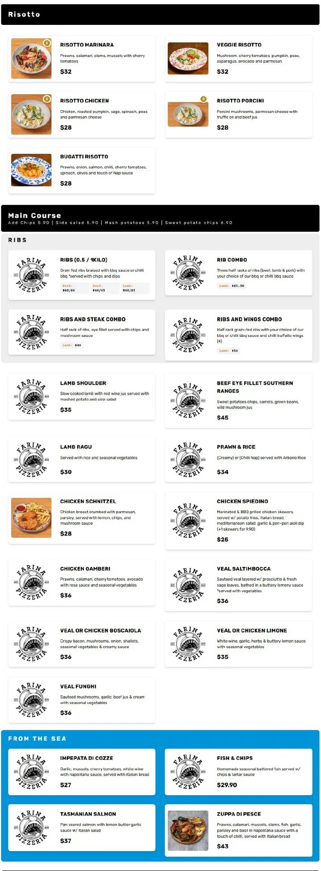 Farina Pizzeria menu, page 2