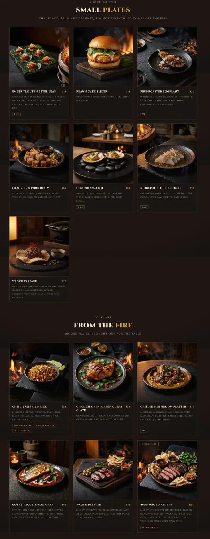 Soi Fire menu, page 2
