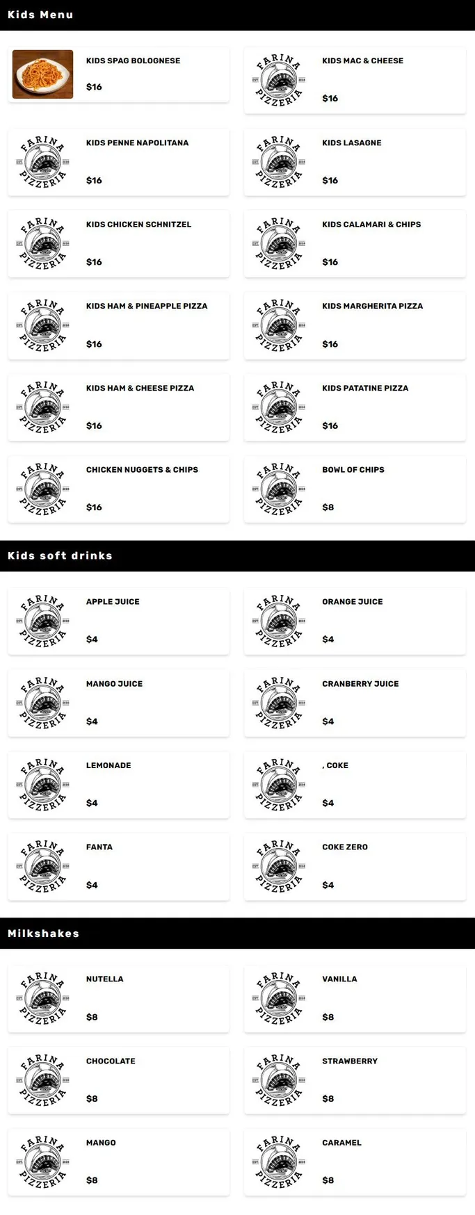 Farina Pizzeria menu, page 6