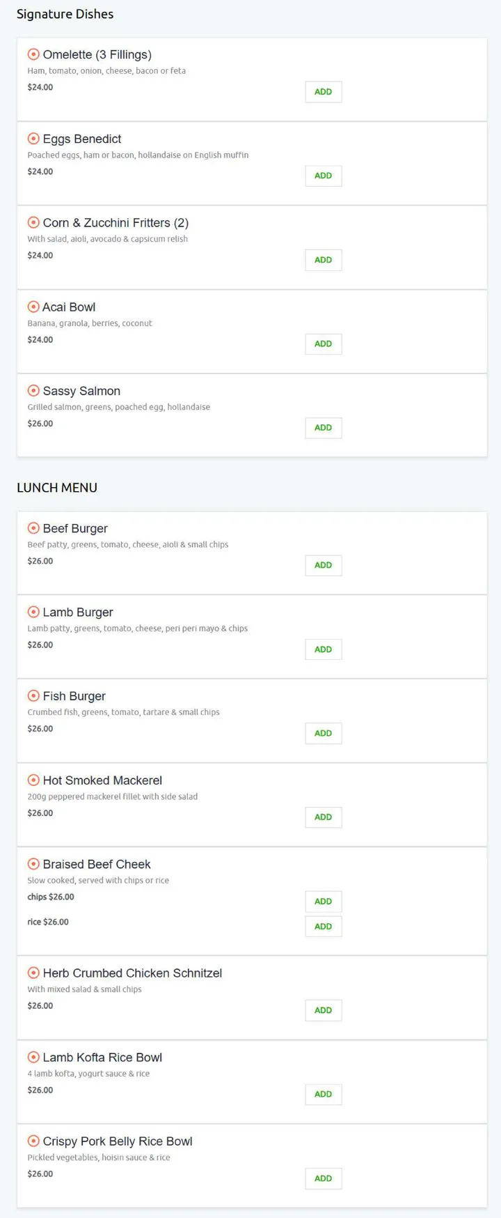 MK Bower Cafe menu, page 2