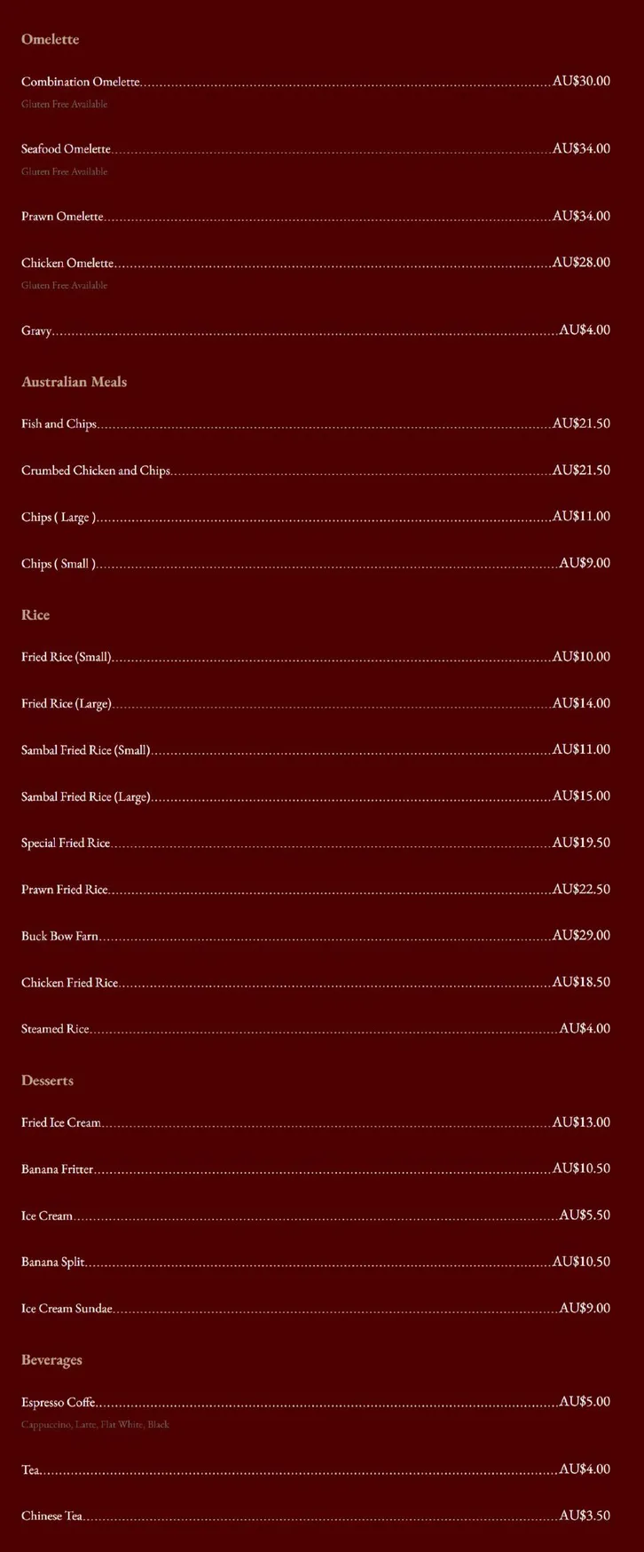 Oriental Restaurant menu, page 3