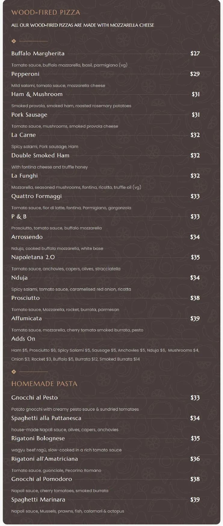 Casa Mia Osteria menu, page 2