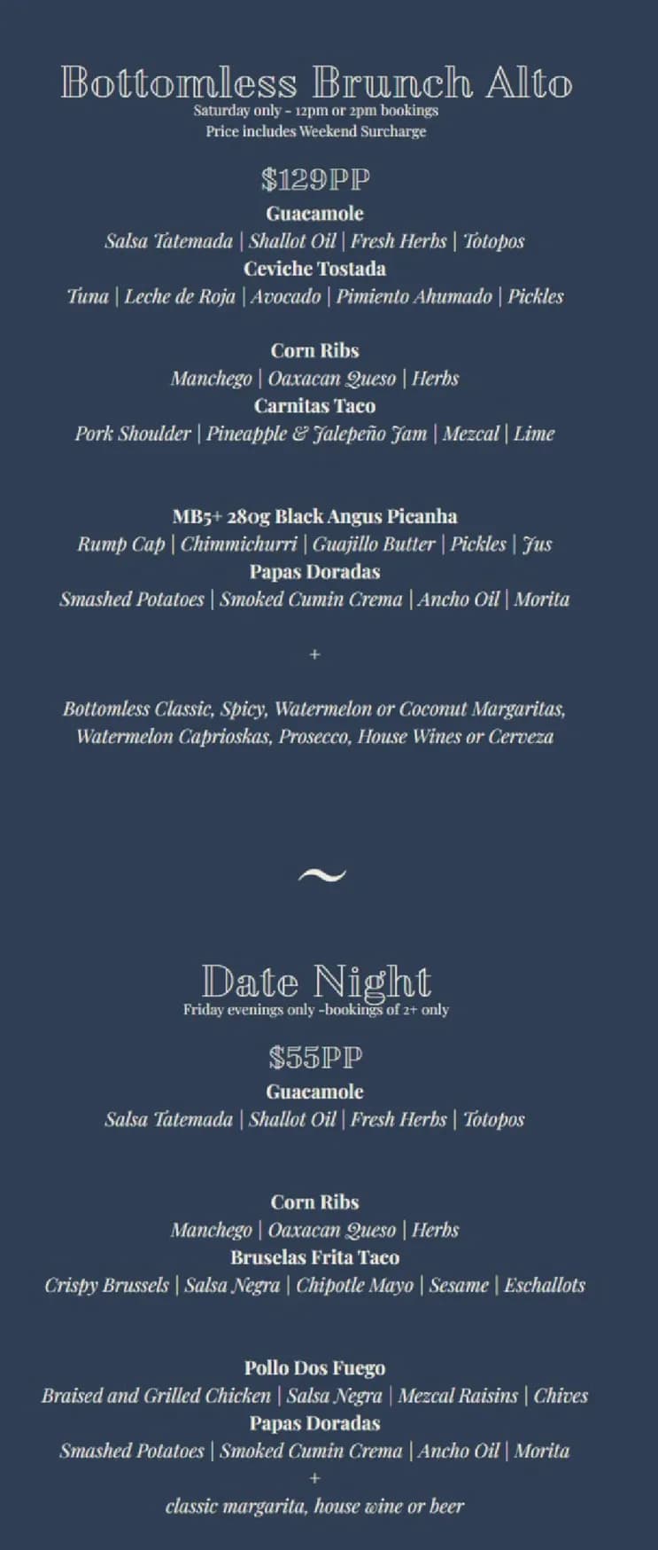 Bóveda menu, page 4