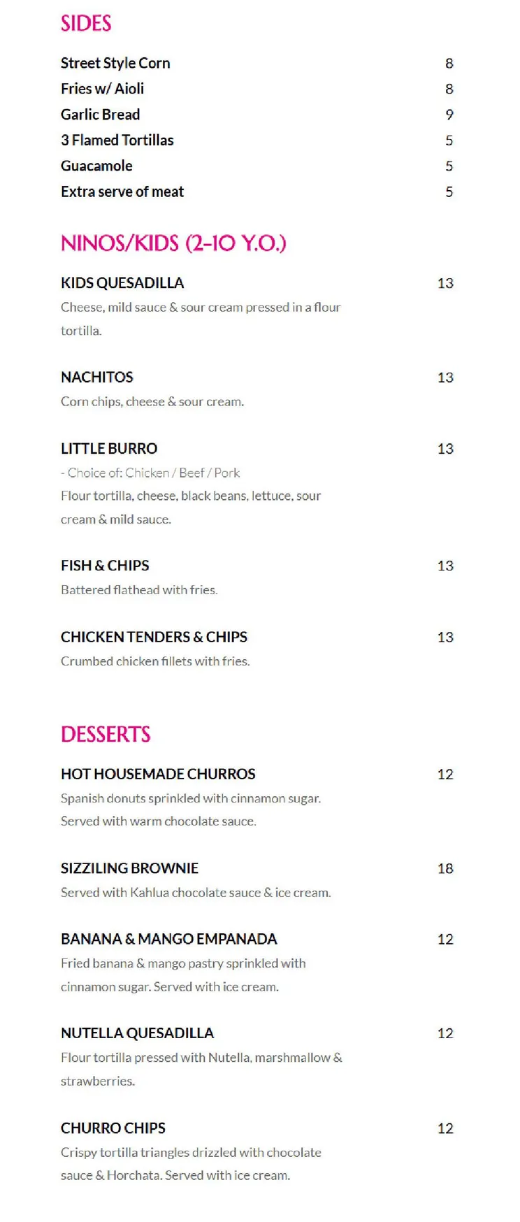 Rosa Mexicano menu, page 6
