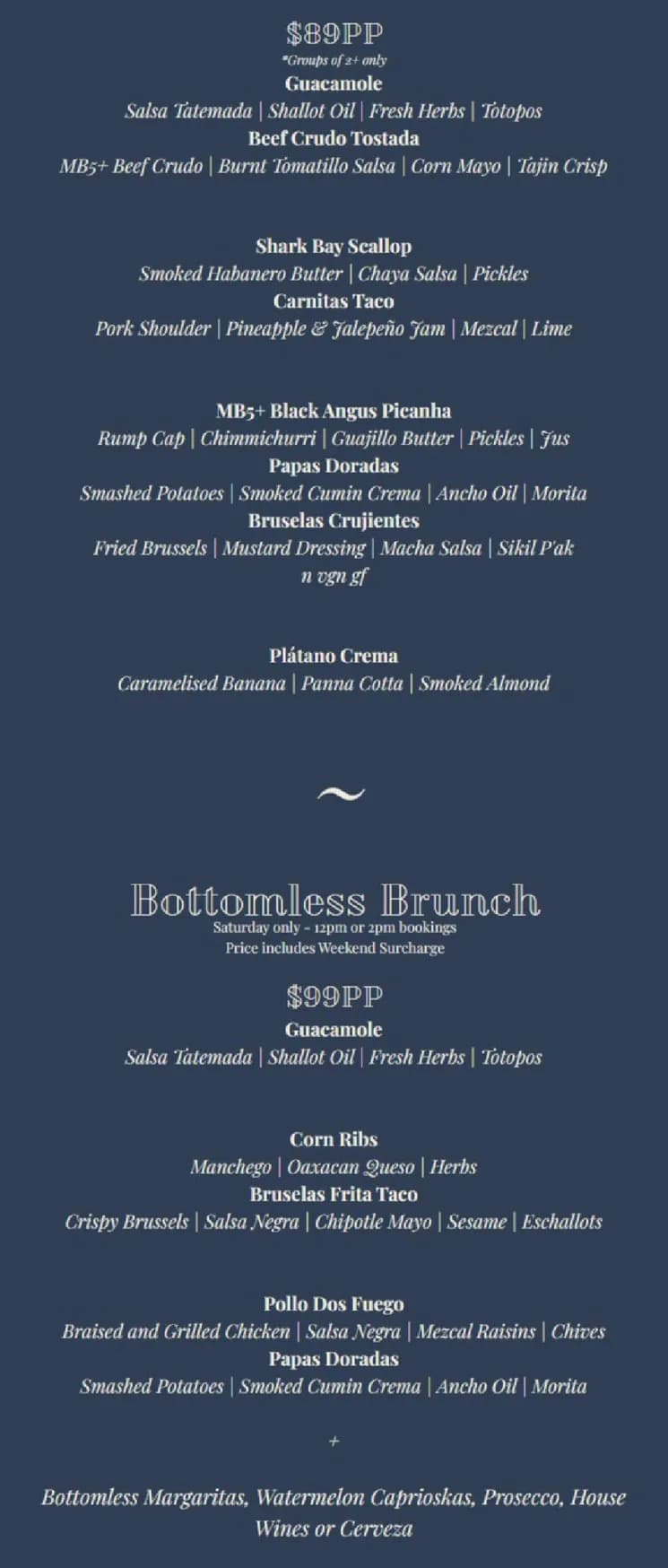 Bóveda menu, page 3
