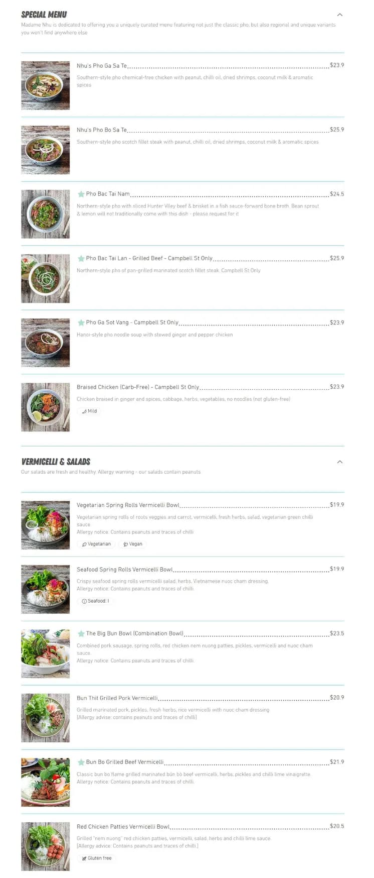 Madame Nhu Crown St menu, page 4