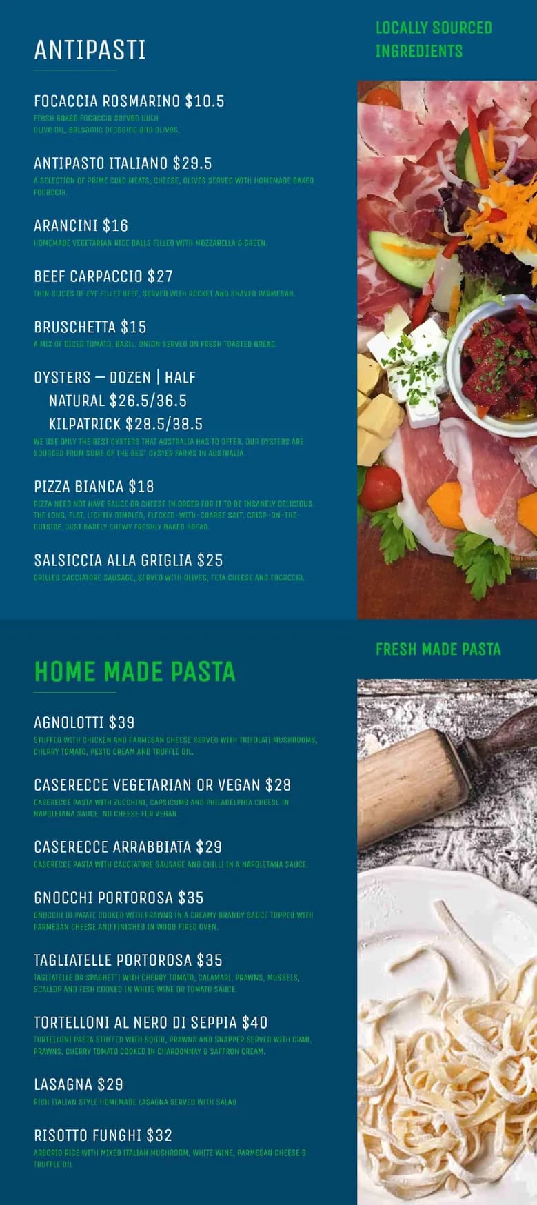 Portorosa menu, page 1