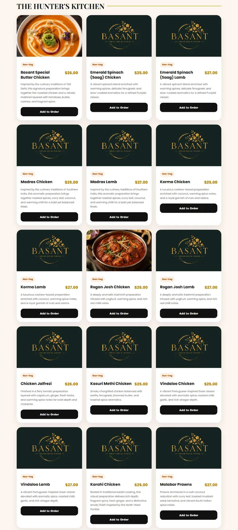 Basant Indian Social Dining menu, page 6