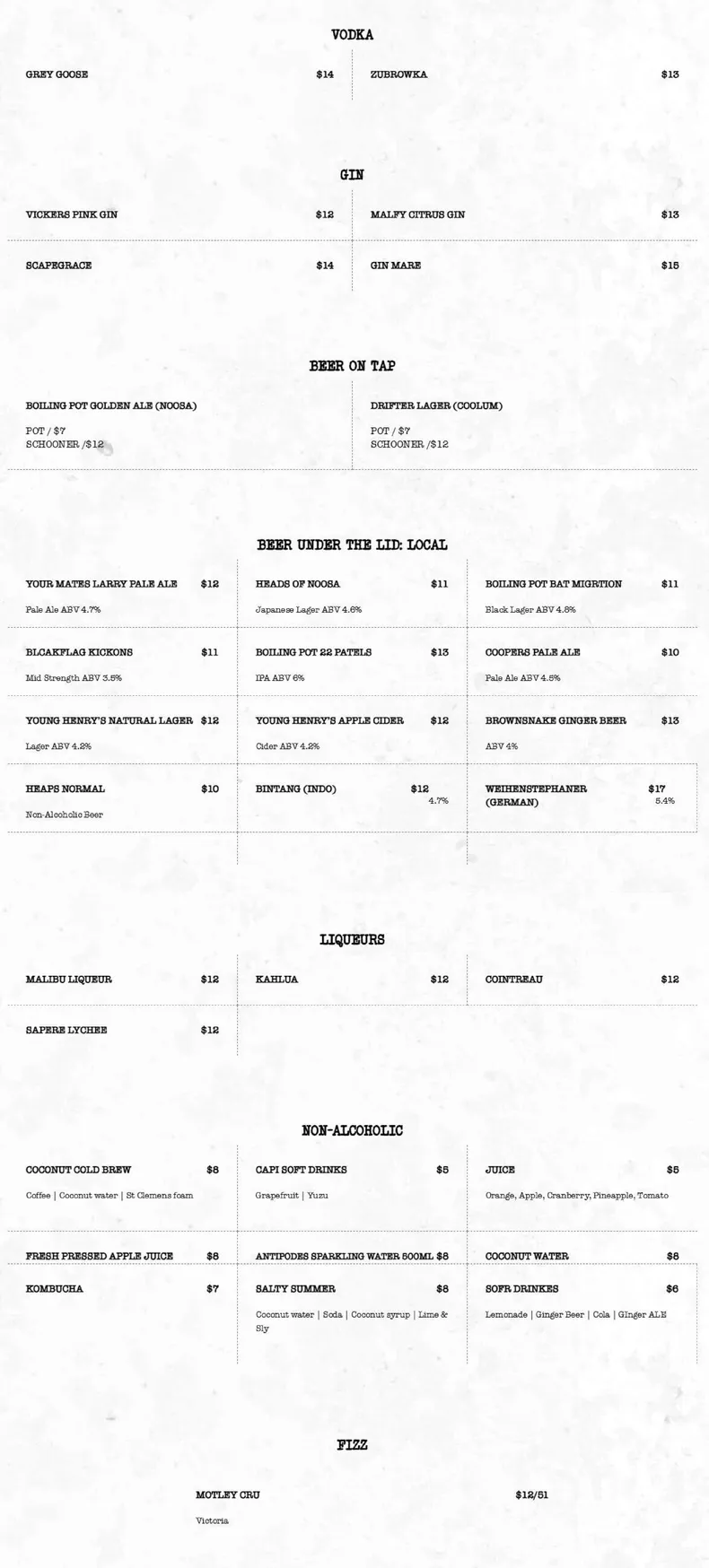 Mr Drifter menu, page 4