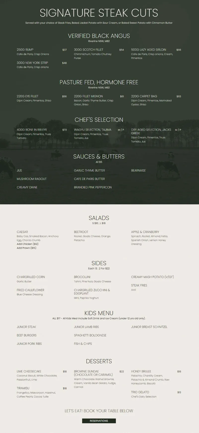 Osso Miranda menu, page 2