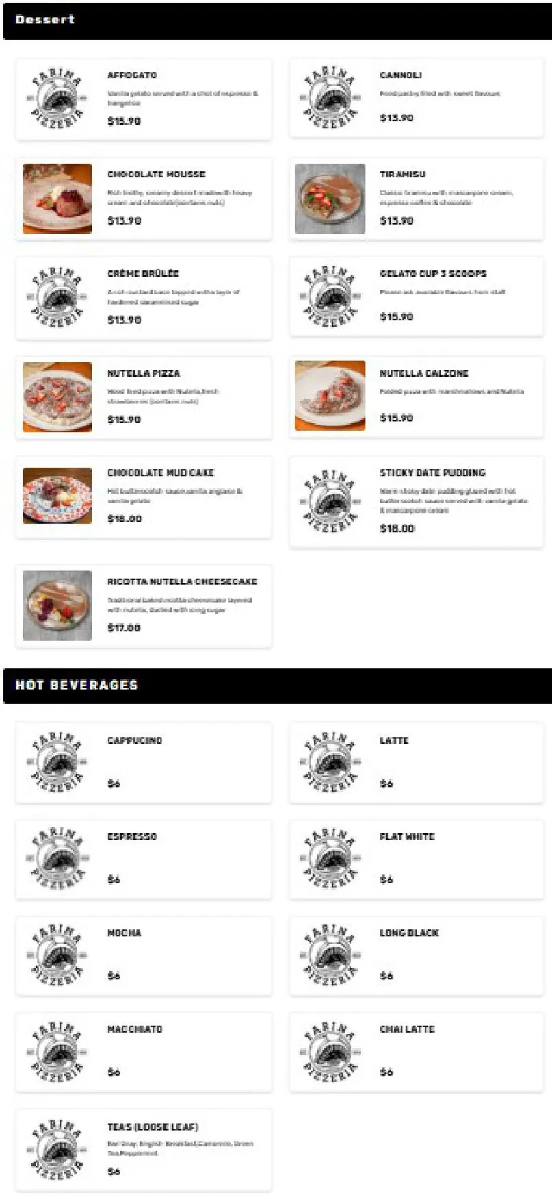 Farina Pizzeria menu, page 7