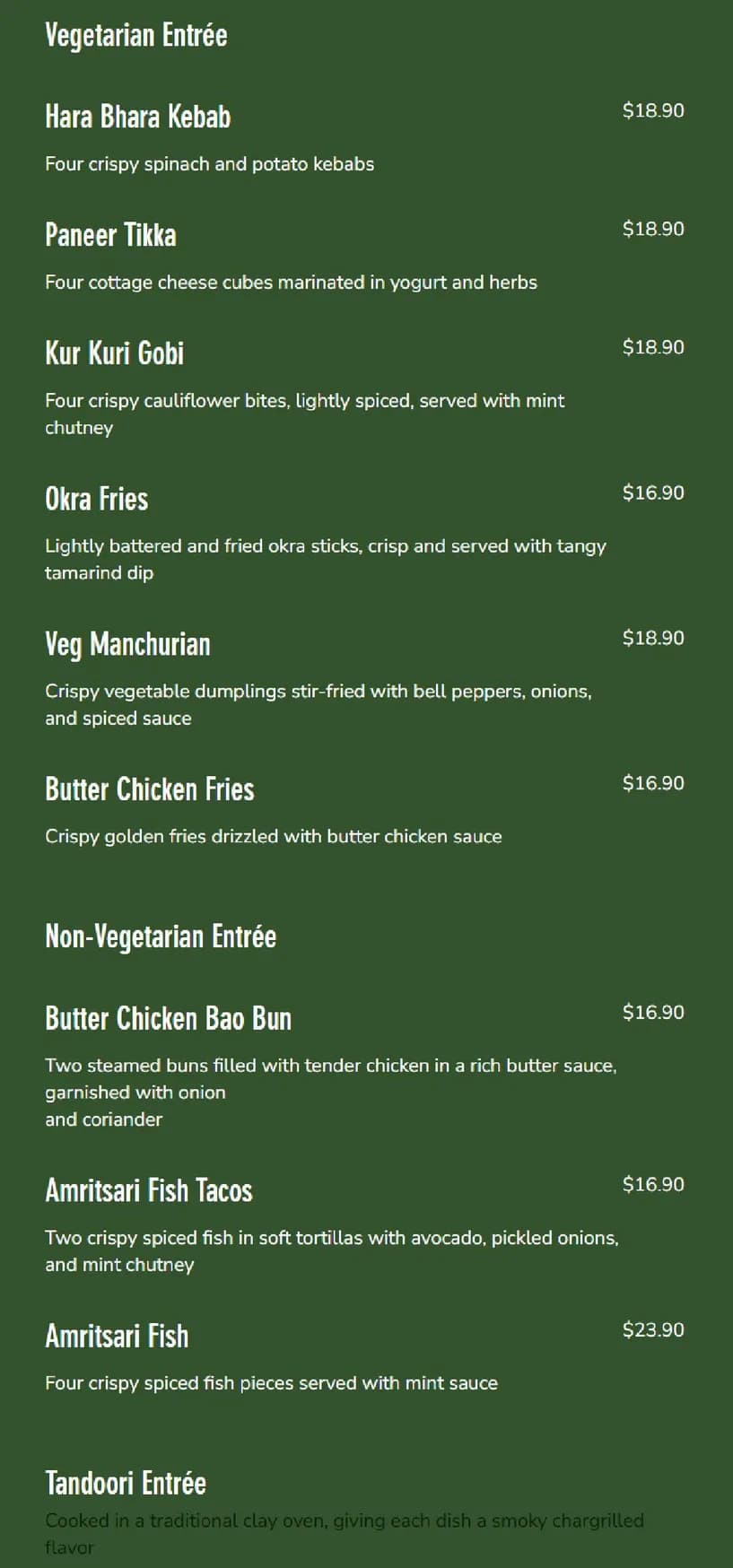 Masala Cove menu, page 2