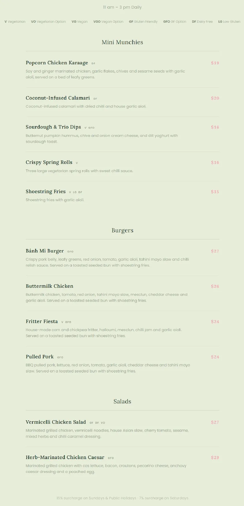 Poppies menu, page 2