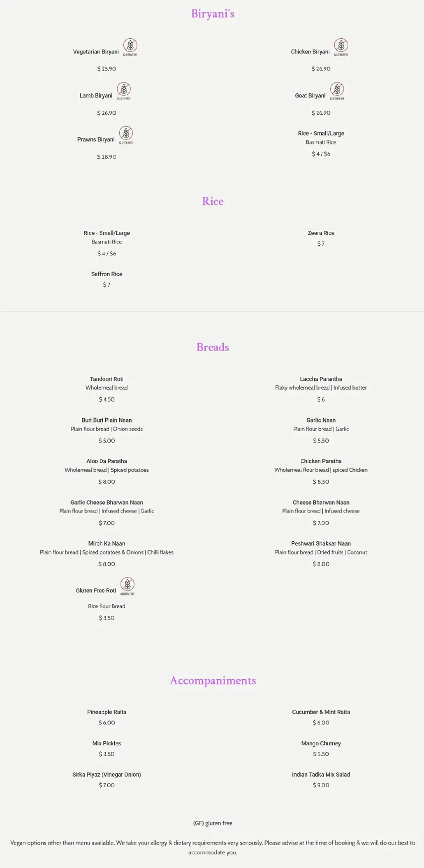 Indian Tadka menu, page 4