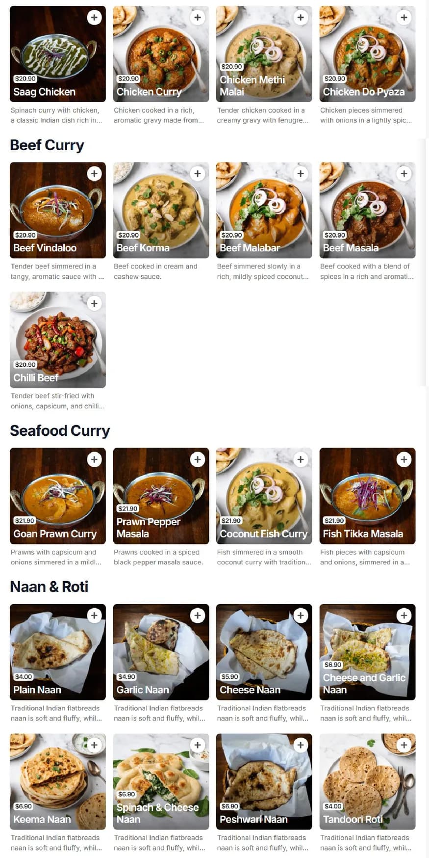 Chaat Corner menu, page 4