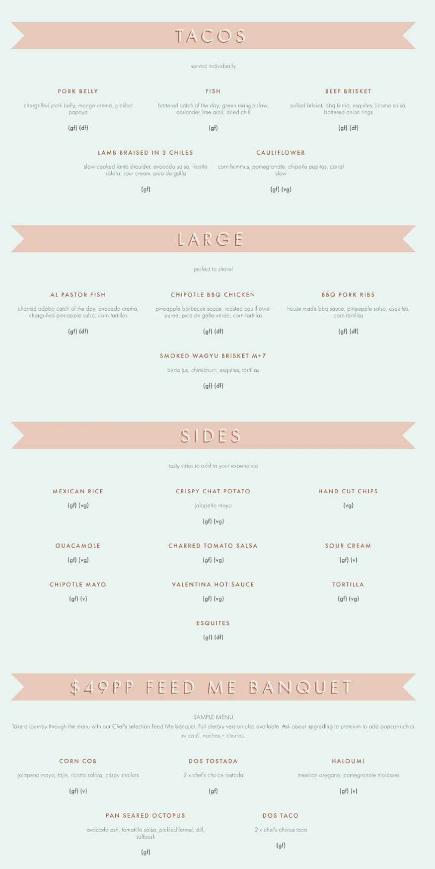 Lola's Mexican menu, page 2