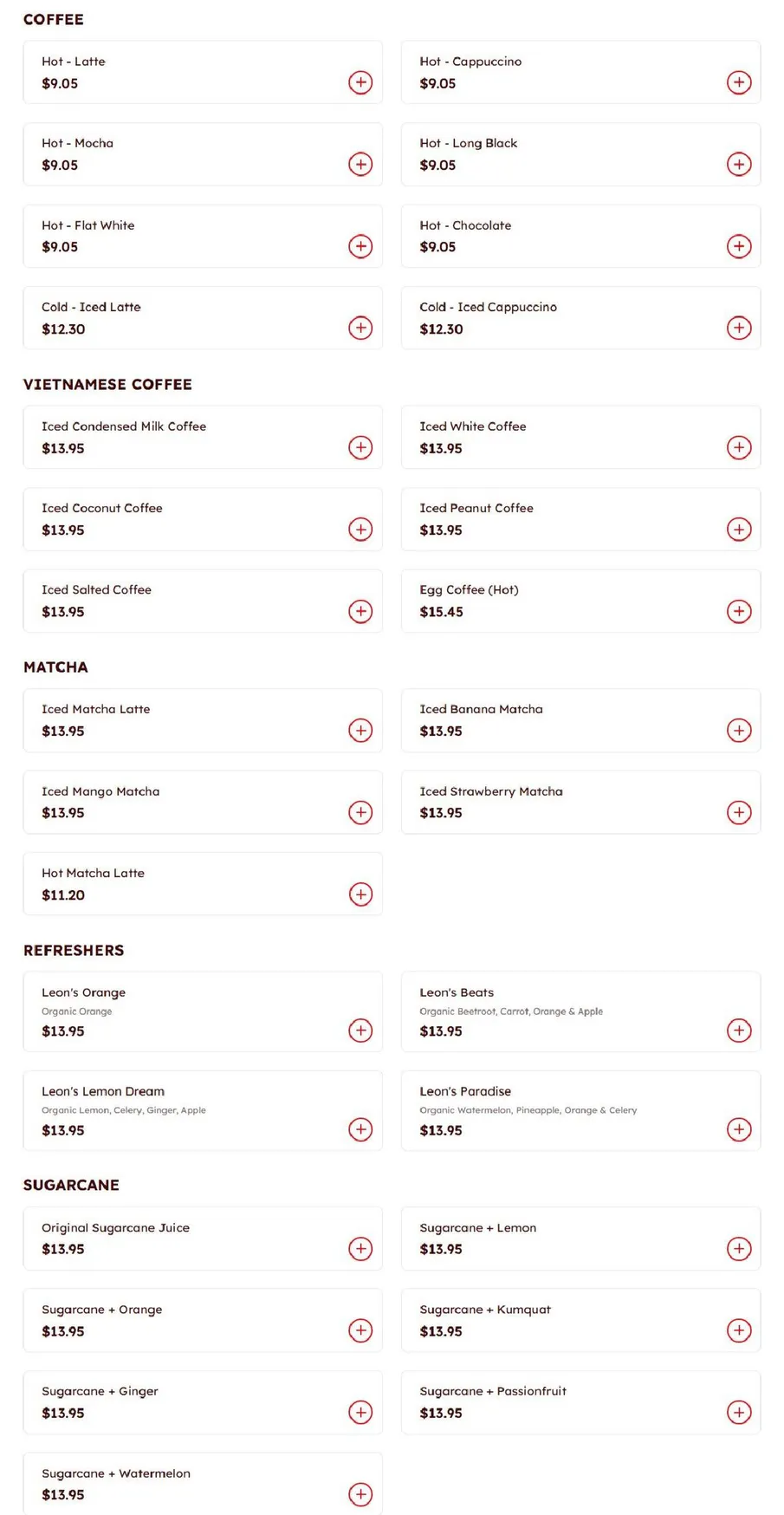 Leon's Pho and Roll menu, page 3