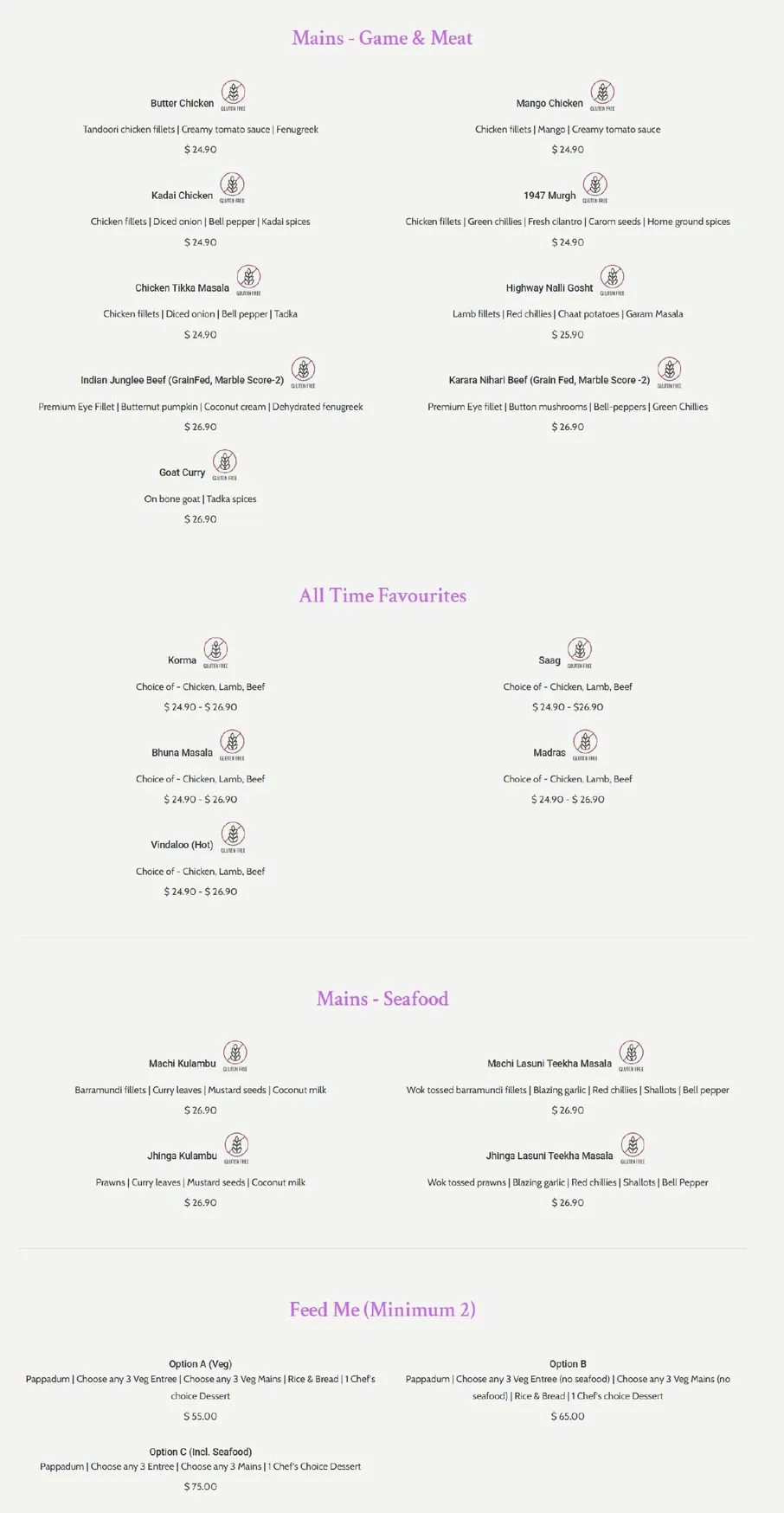 Indian Tadka menu, page 3