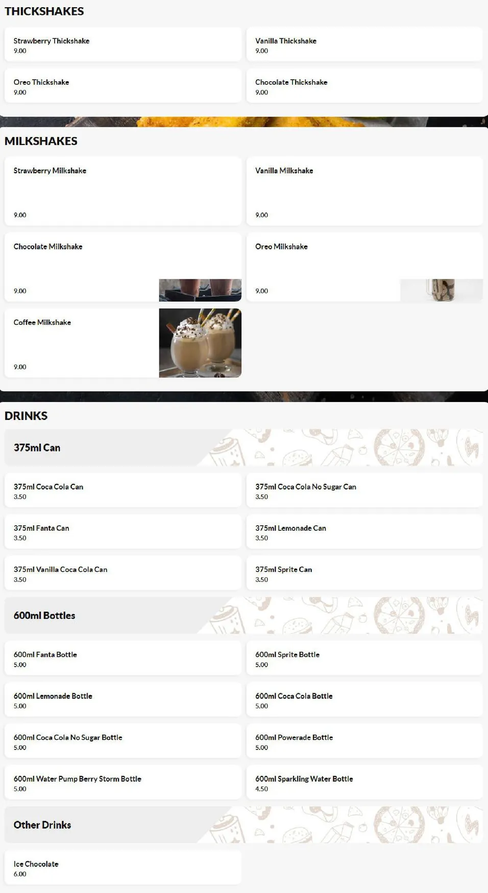 The Newtown Corner menu, page 11