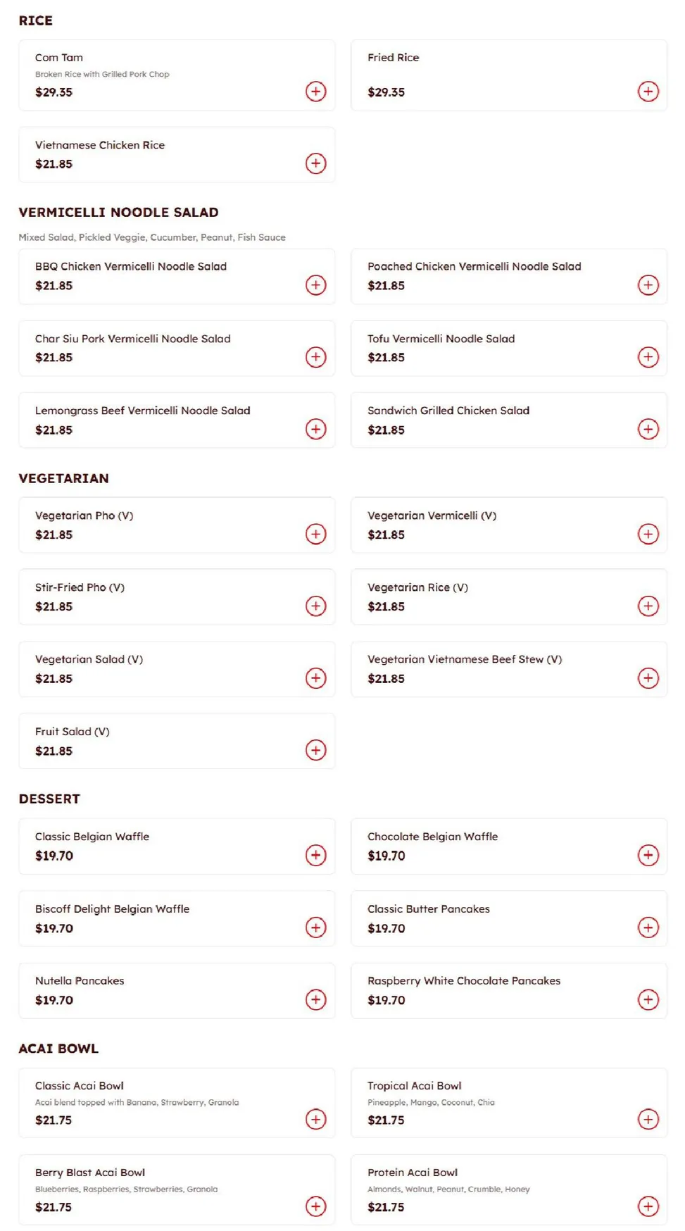 Leon's Pho and Roll menu, page 2