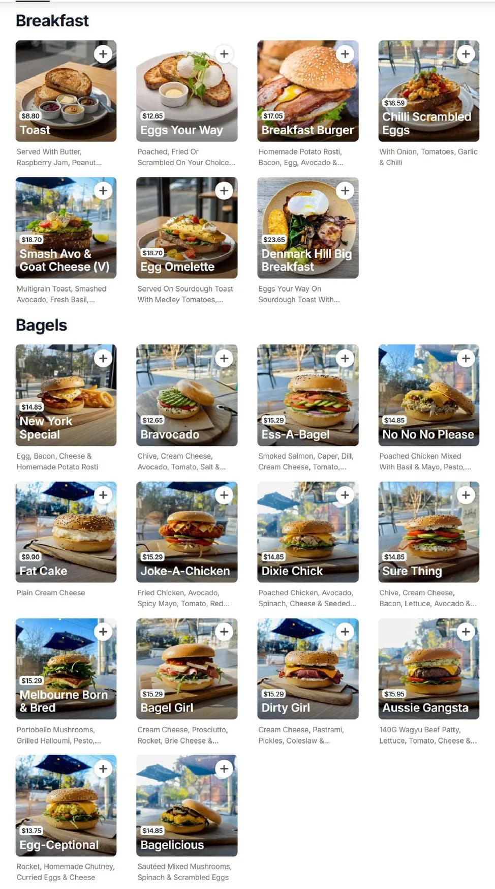 Denmark Hill Kafe menu, page 1