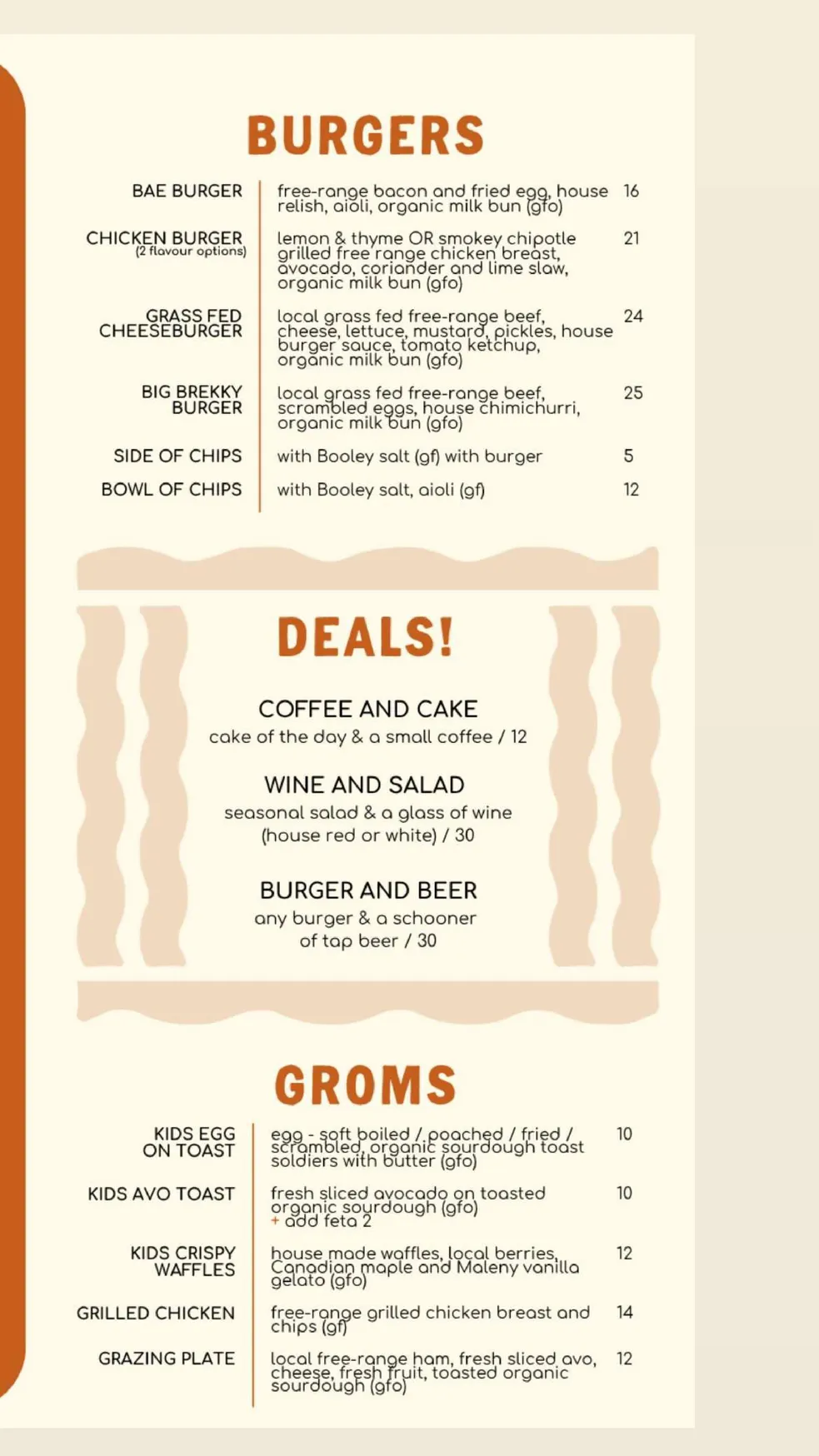 The Booley menu, page 2