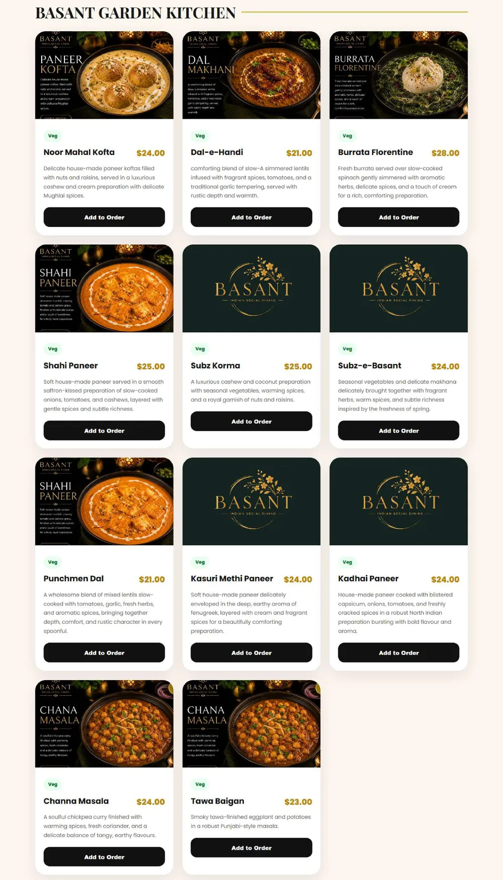 Basant Indian Social Dining menu, page 5