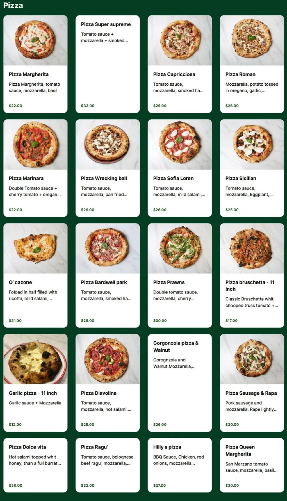 Napoli Centro Pizzeria menu, page 2