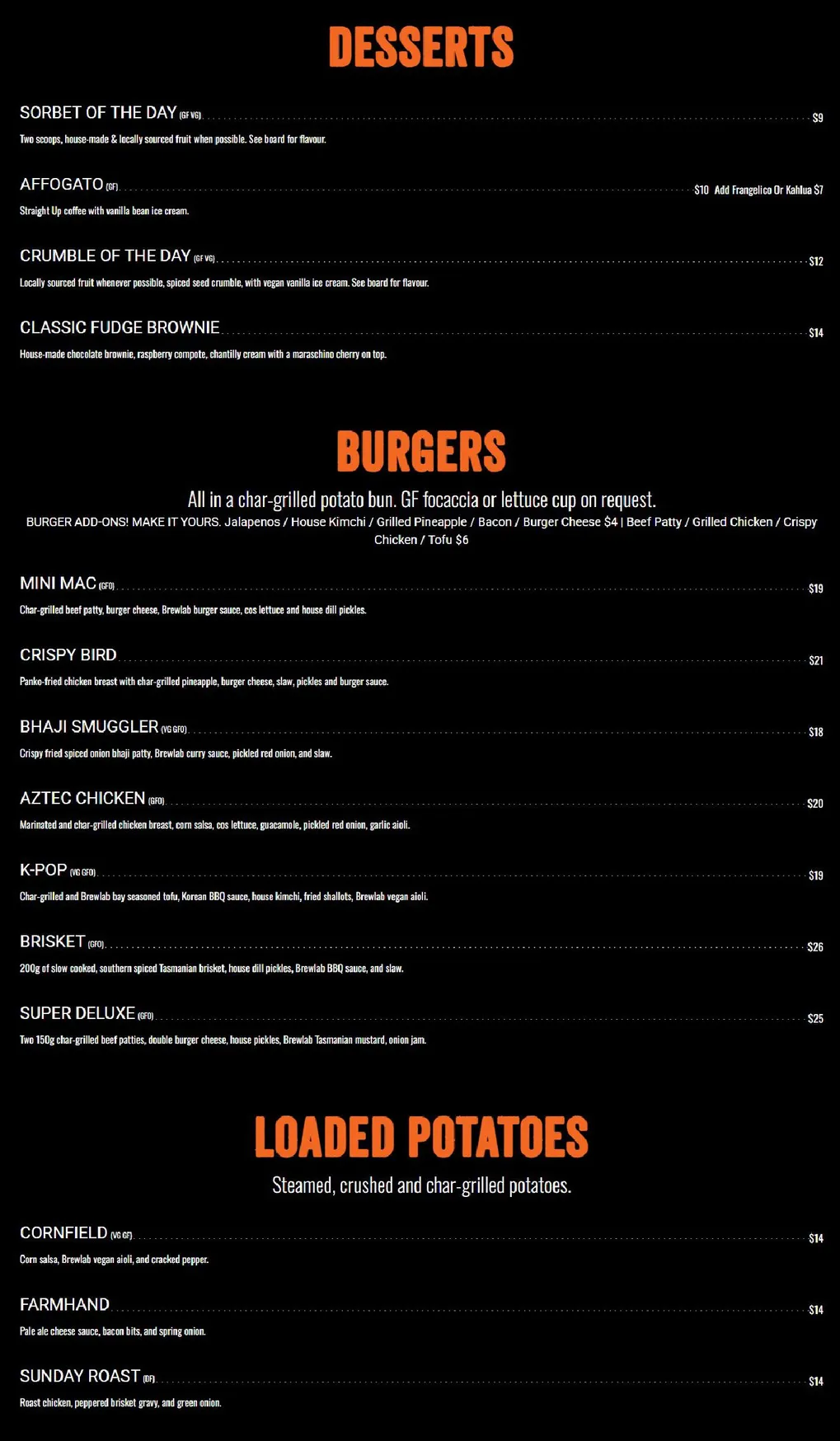 Brewlab Australia menu, page 2