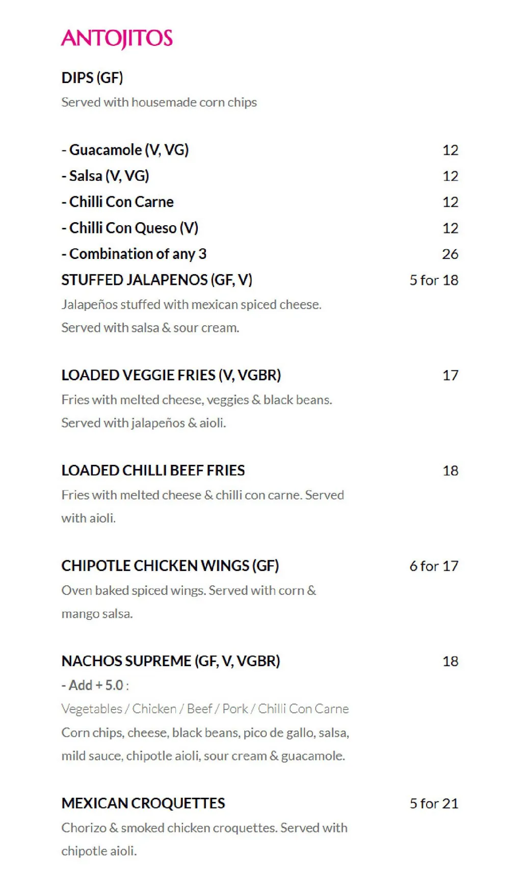 Rosa Mexicano menu, page 1