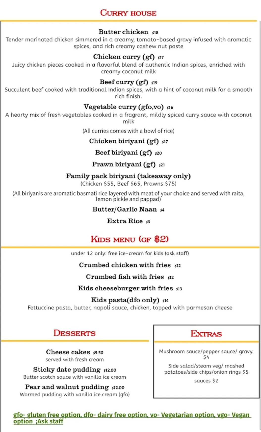 Flames Cafe & Restaurant menu, page 3