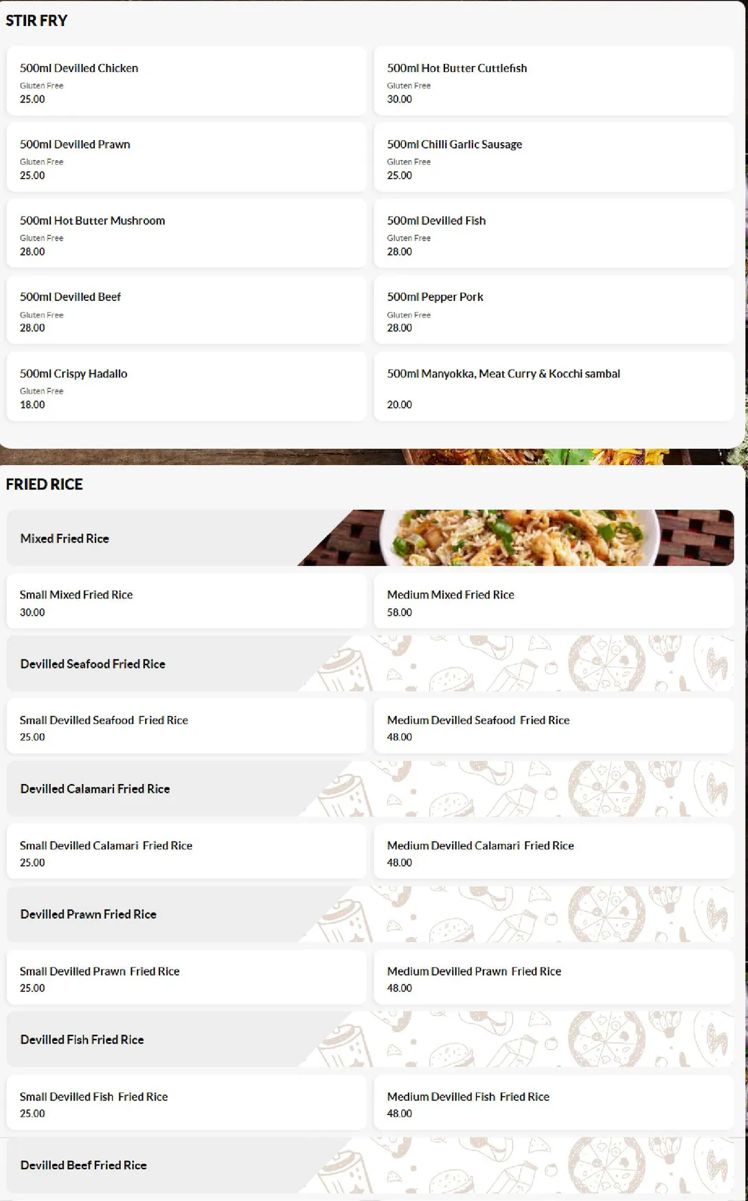 Pettah Road menu, page 2