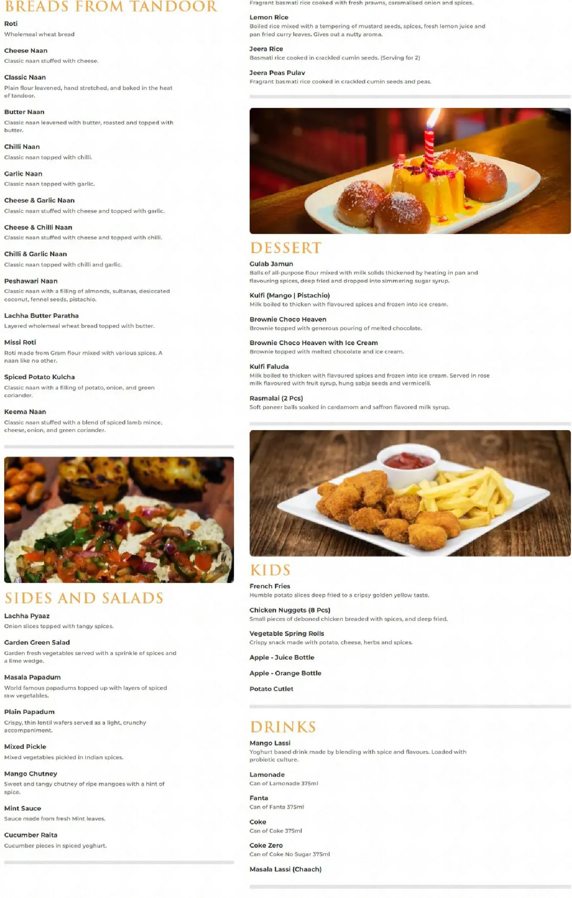 The Royal Palace menu, page 3