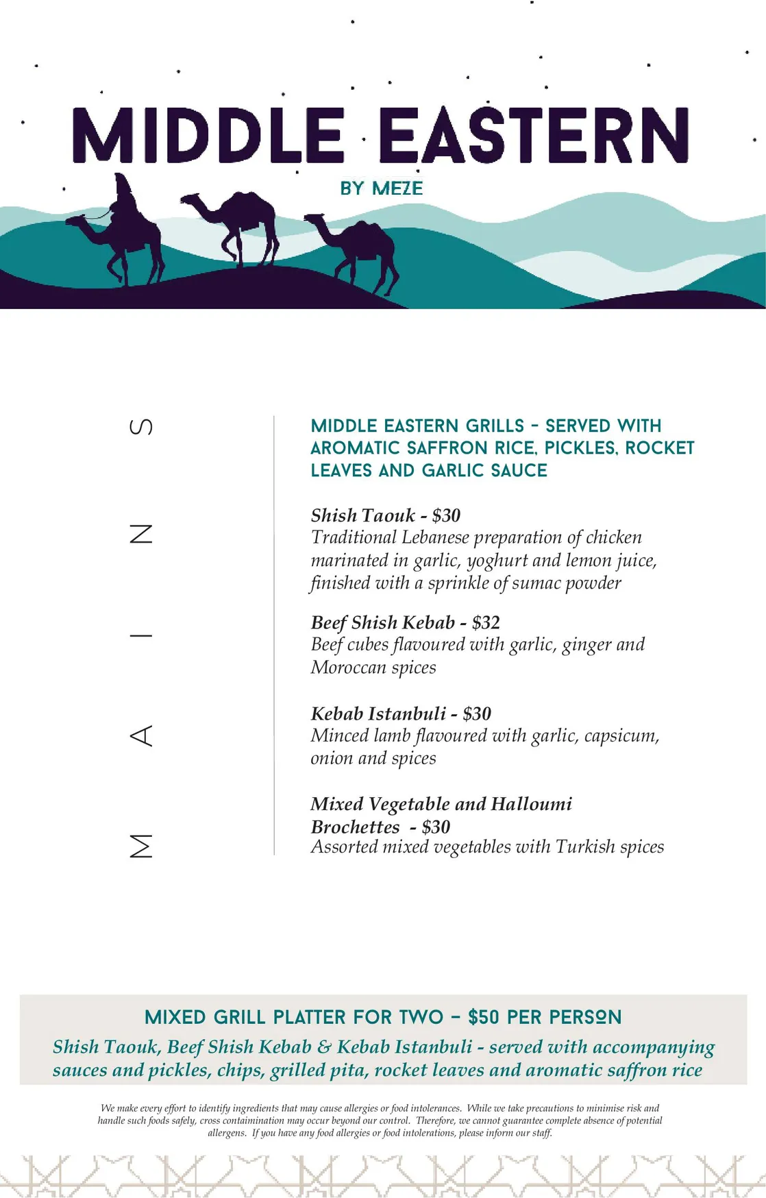 Meze Restaurant menu, page 4