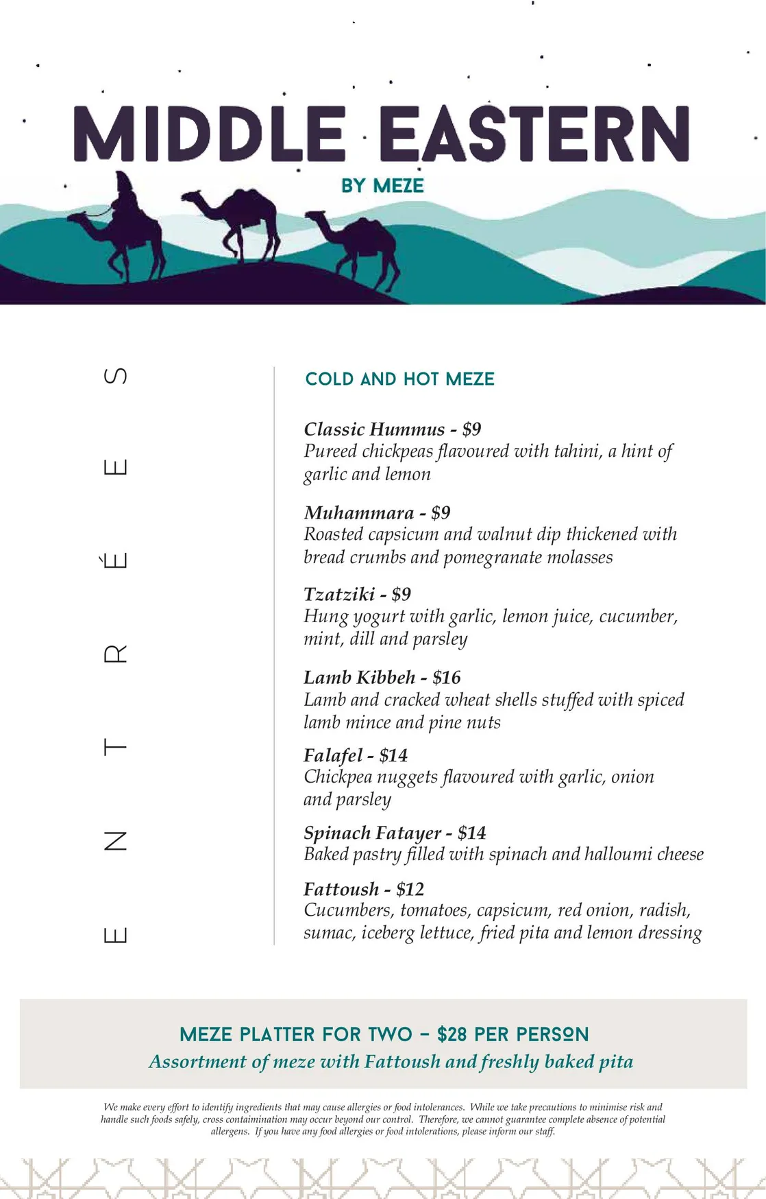 Meze Restaurant menu, page 3