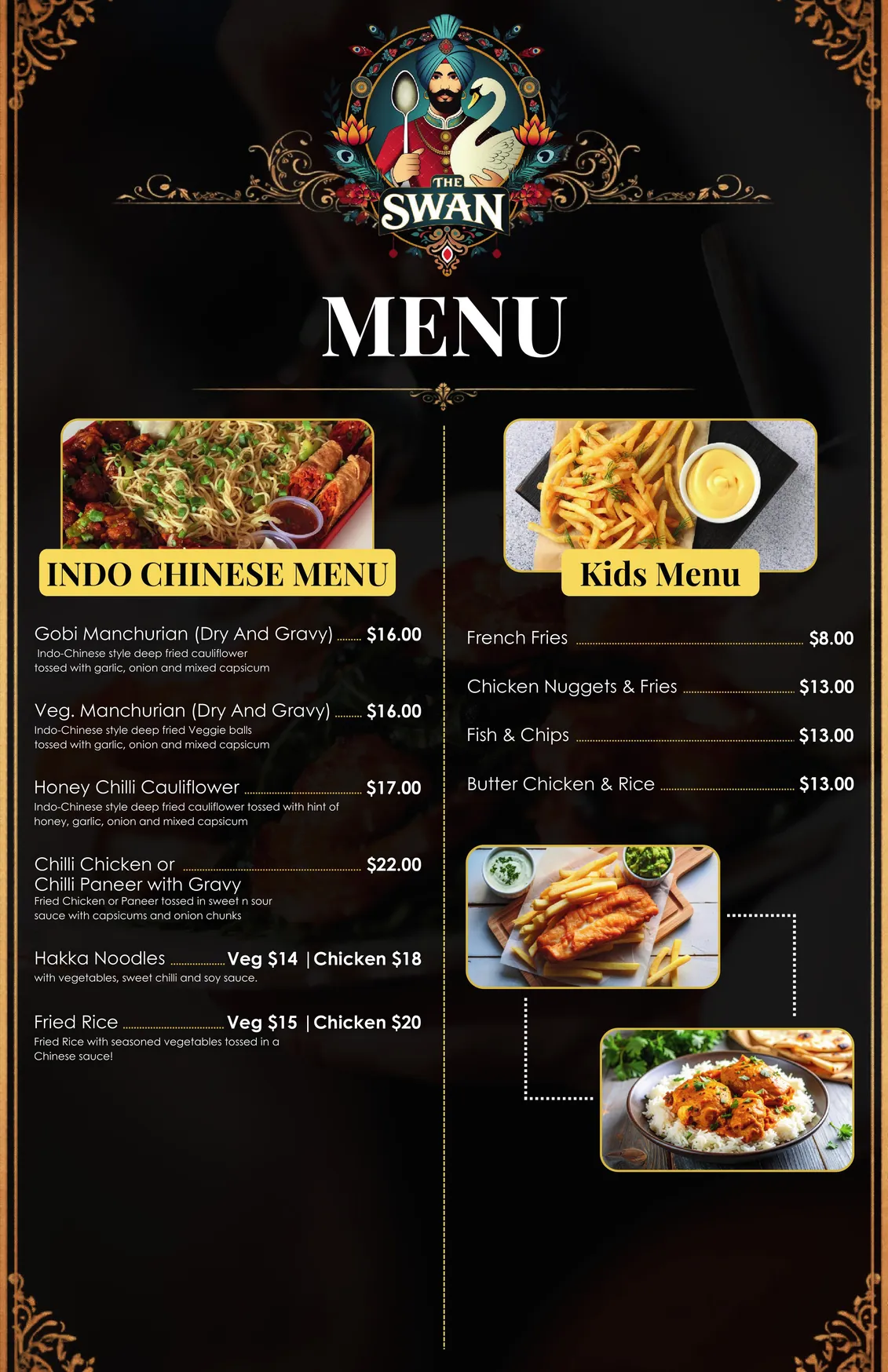The Swans Restaurant & Function House menu, page 4