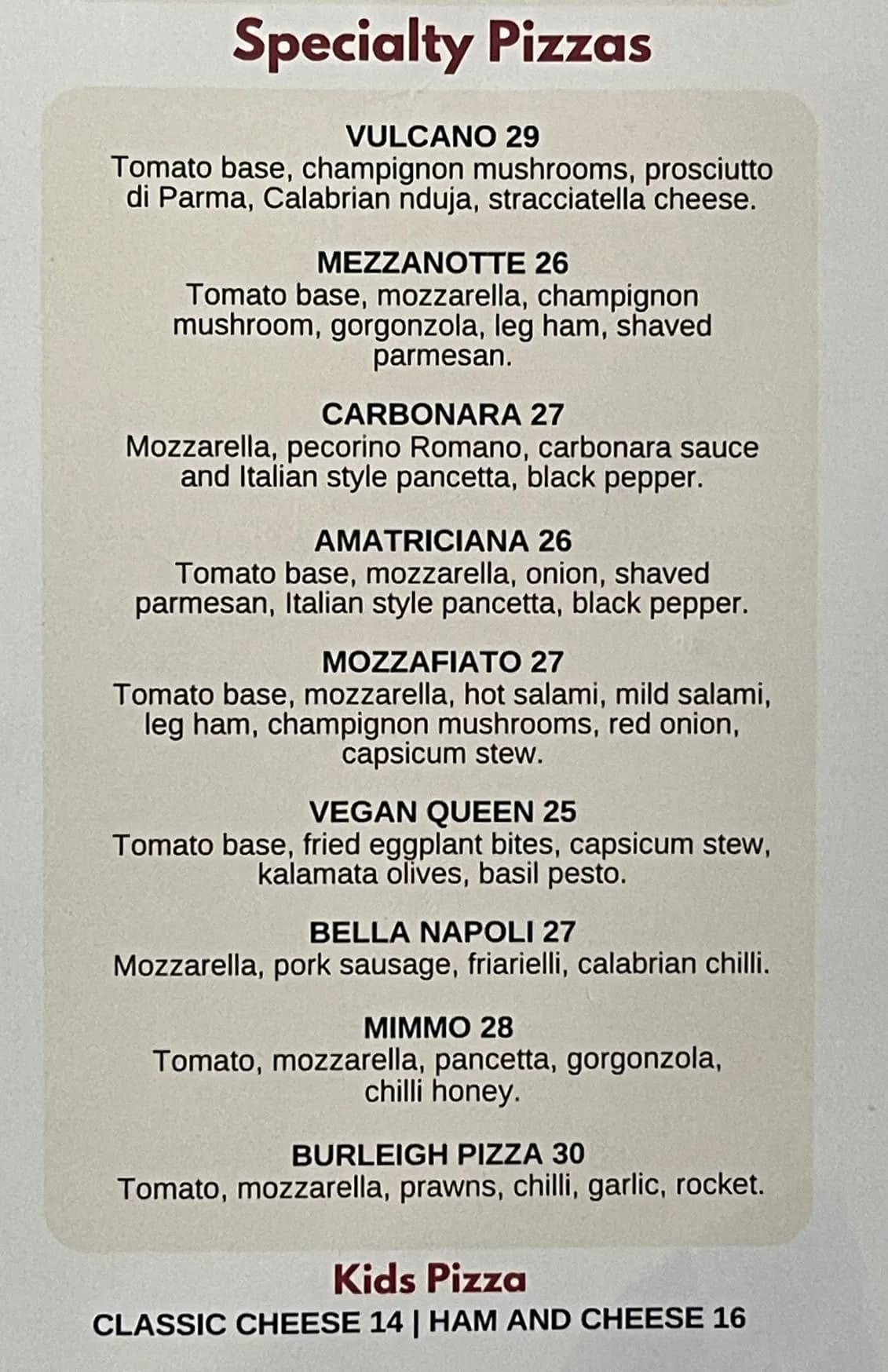 Crispy Italian Bar menu, page 2