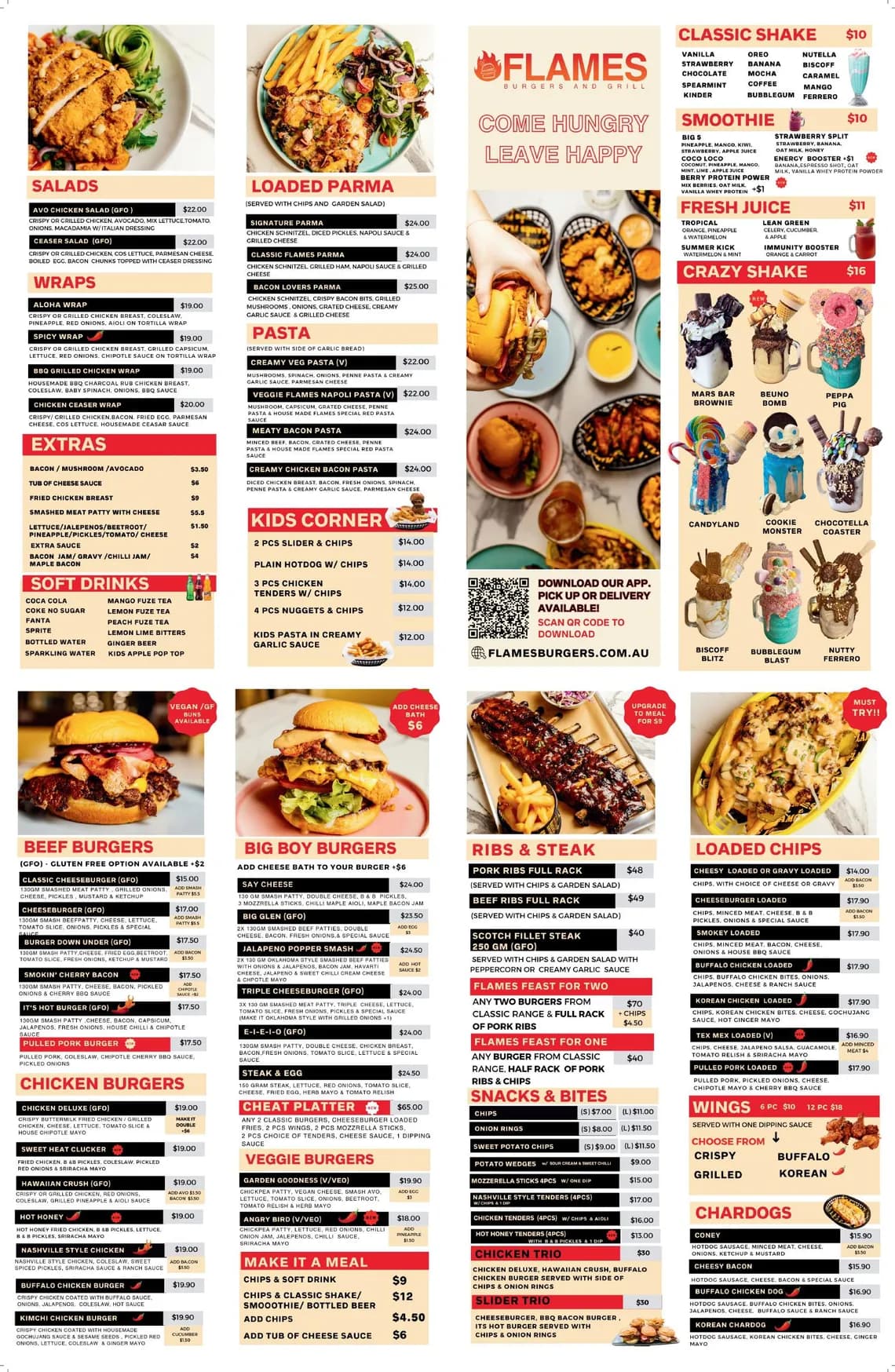 Flames Burgers & Grill Wanneroo menu, page 1