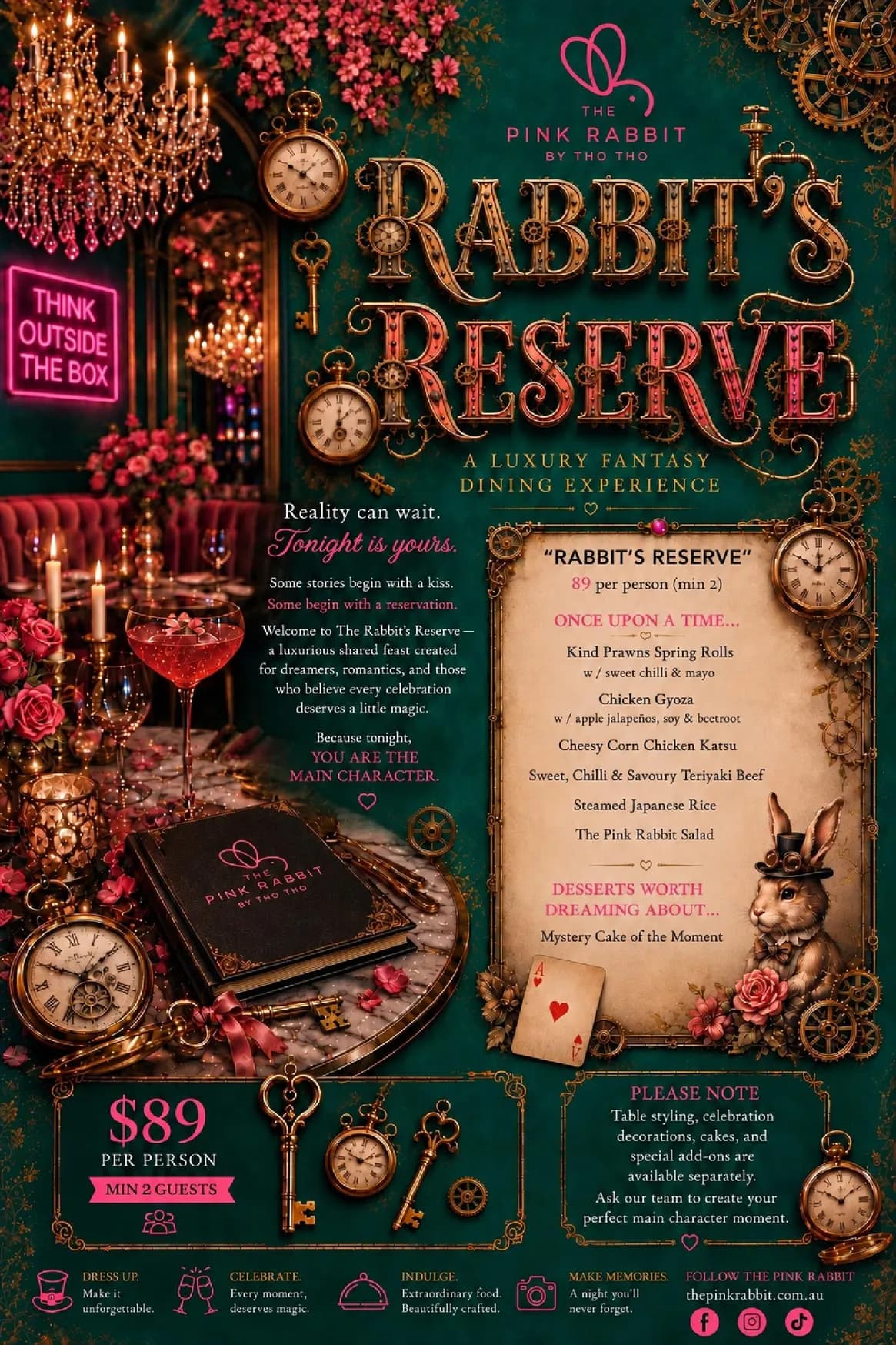 The Pink Rabbit by Tho Tho menu, page 1