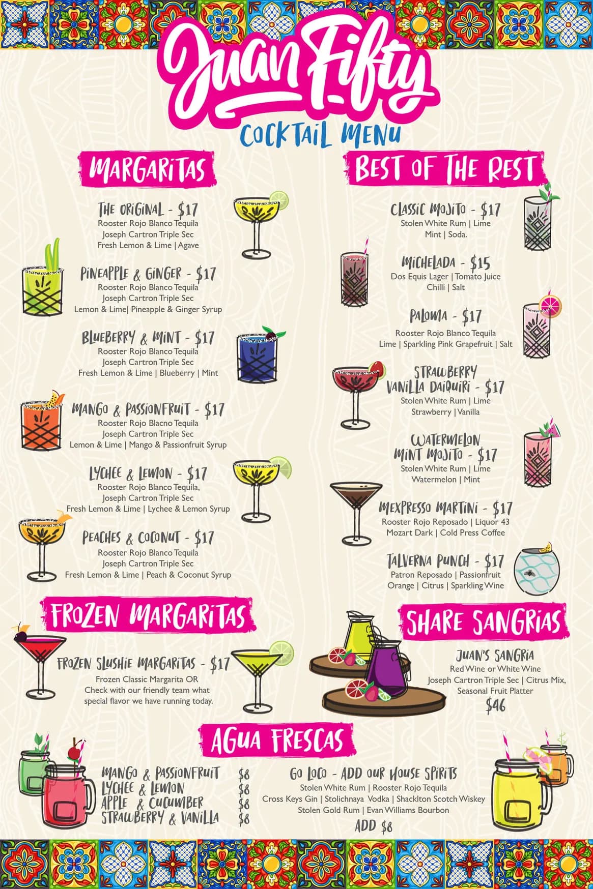 Juan Fifty menu, page 2