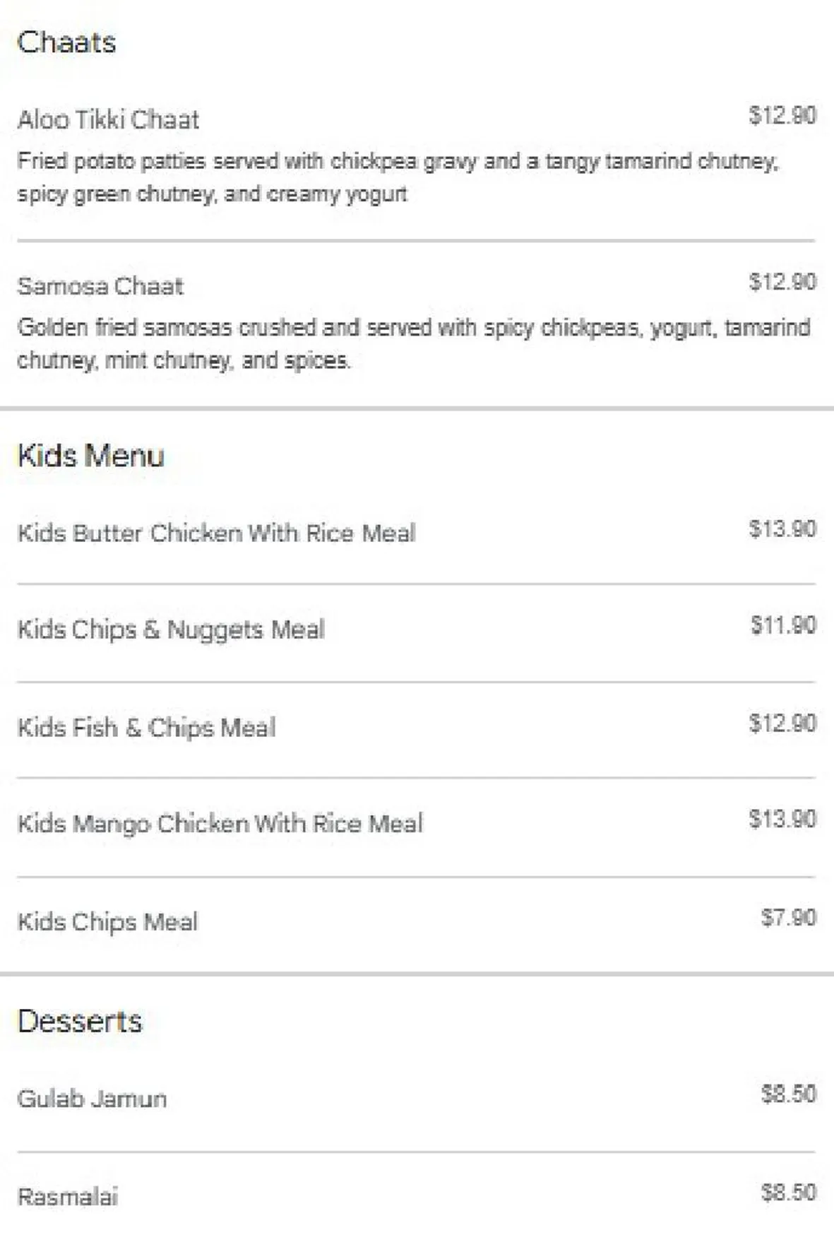 Swaad e India menu, page 12
